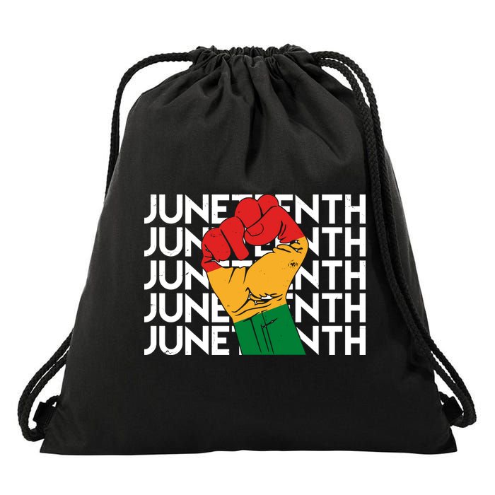 Juneteenth Fist Black Pride Drawstring Bag