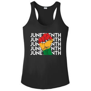 Juneteenth Fist Black Pride Ladies PosiCharge Competitor Racerback Tank