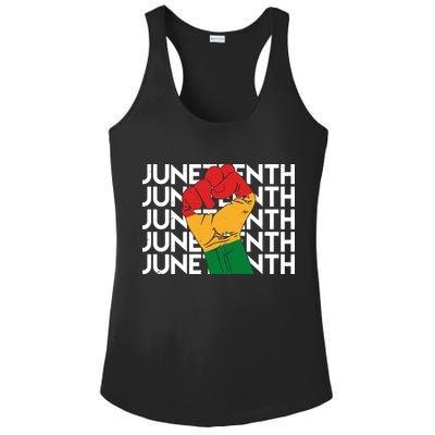 Juneteenth Fist Black Pride Ladies PosiCharge Competitor Racerback Tank
