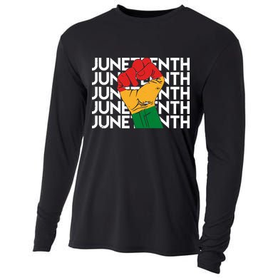 Juneteenth Fist Black Pride Cooling Performance Long Sleeve Crew