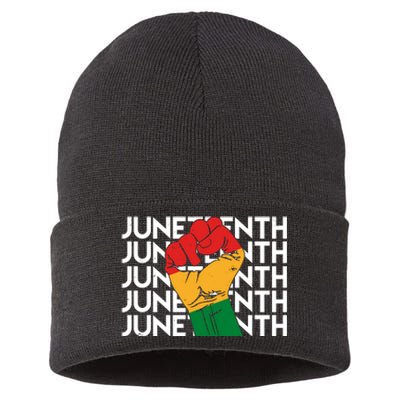 Juneteenth Fist Black Pride Sustainable Knit Beanie