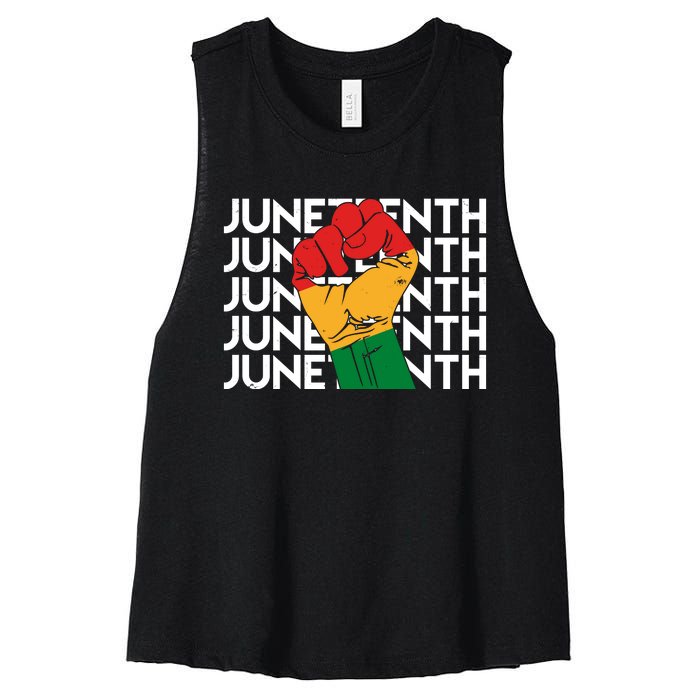 Juneteenth Fist Black Pride Women's Racerback Cropped Tank