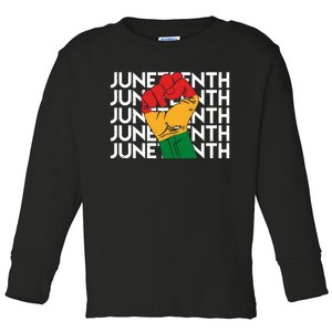 Juneteenth Fist Black Pride Toddler Long Sleeve Shirt