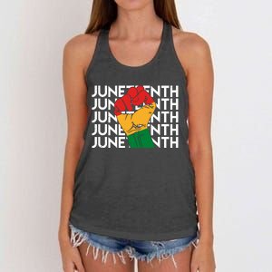 Juneteenth Fist Black Pride Women's Knotted Racerback Tank