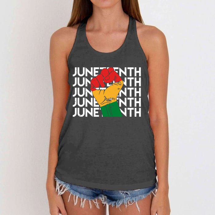 Juneteenth Fist Black Pride Women's Knotted Racerback Tank