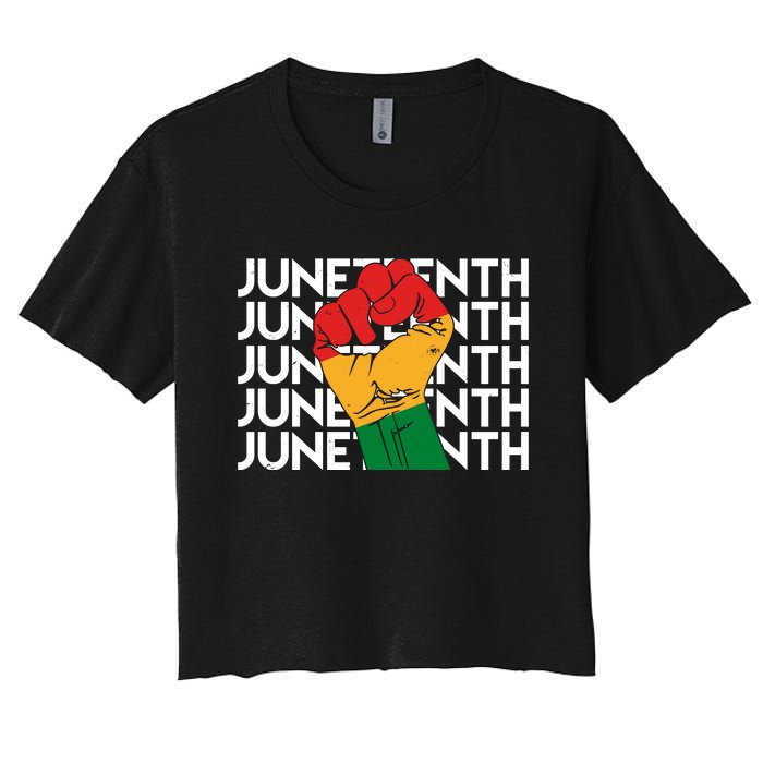 Juneteenth Fist Black Pride Women's Crop Top Tee