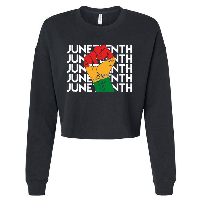 Juneteenth Fist Black Pride Cropped Pullover Crew