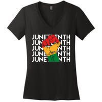 Juneteenth Fist Black Pride Women's V-Neck T-Shirt