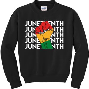 Juneteenth Fist Black Pride Kids Sweatshirt