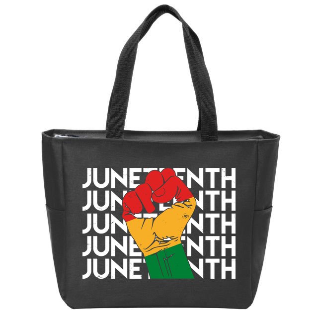 Juneteenth Fist Black Pride Zip Tote Bag