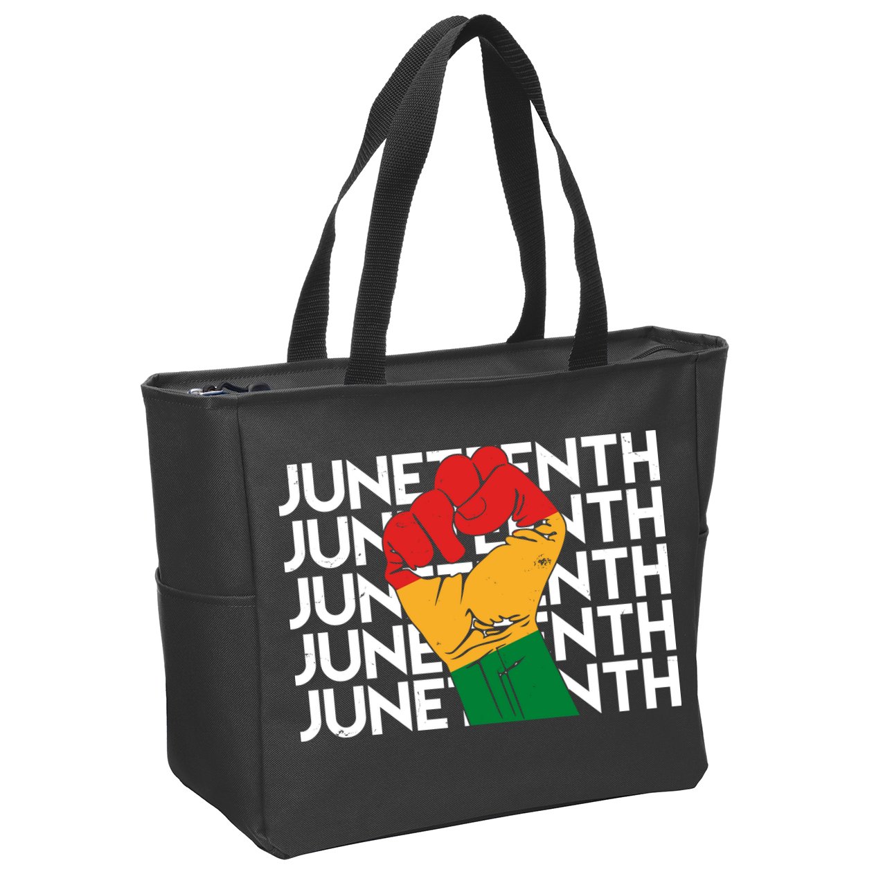 Juneteenth Fist Black Pride Zip Tote Bag