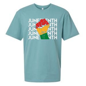 Juneteenth Fist Black Pride Sueded Cloud Jersey T-Shirt