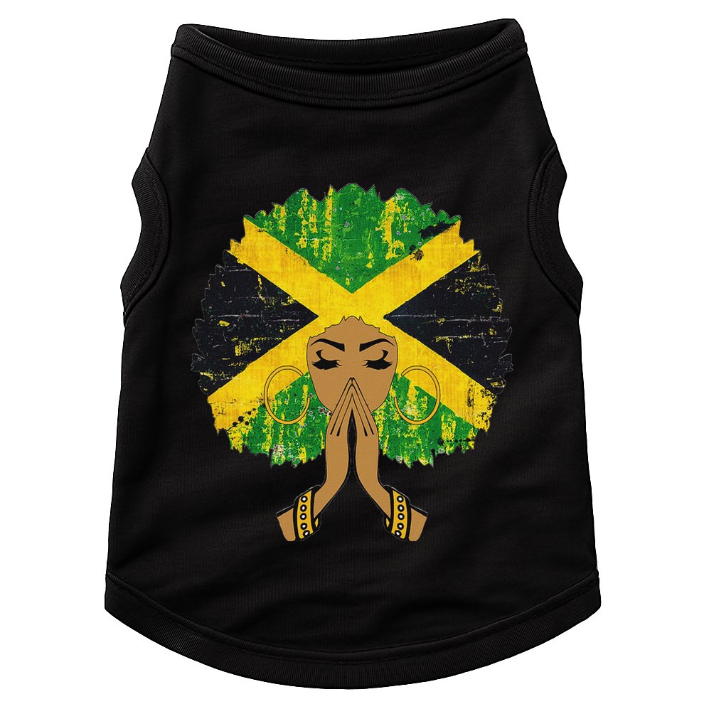 Jamaican Flag Black Woman Melanin Queen Afro Gift Doggie Tank