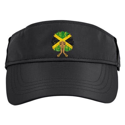 Jamaican Flag Black Woman Melanin Queen Afro Gift Adult Drive Performance Visor
