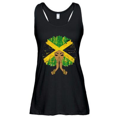 Jamaican Flag Black Woman Melanin Queen Afro Gift Ladies Essential Flowy Tank