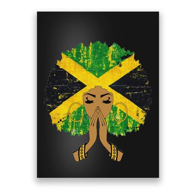 Jamaican Flag Black Woman Melanin Queen Afro Gift Poster