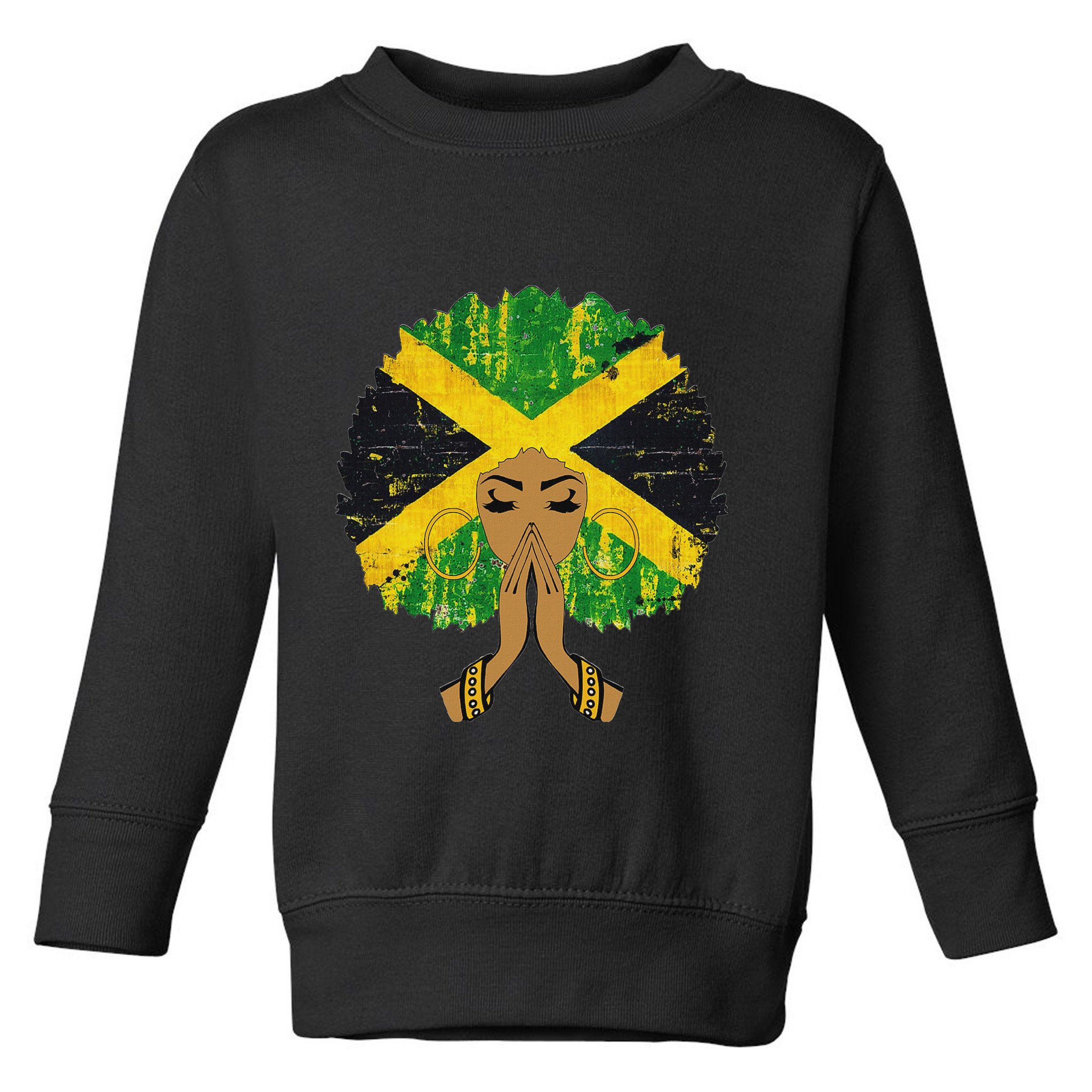 Jamaican Flag Black Woman Melanin Queen Afro Gift Toddler Sweatshirt