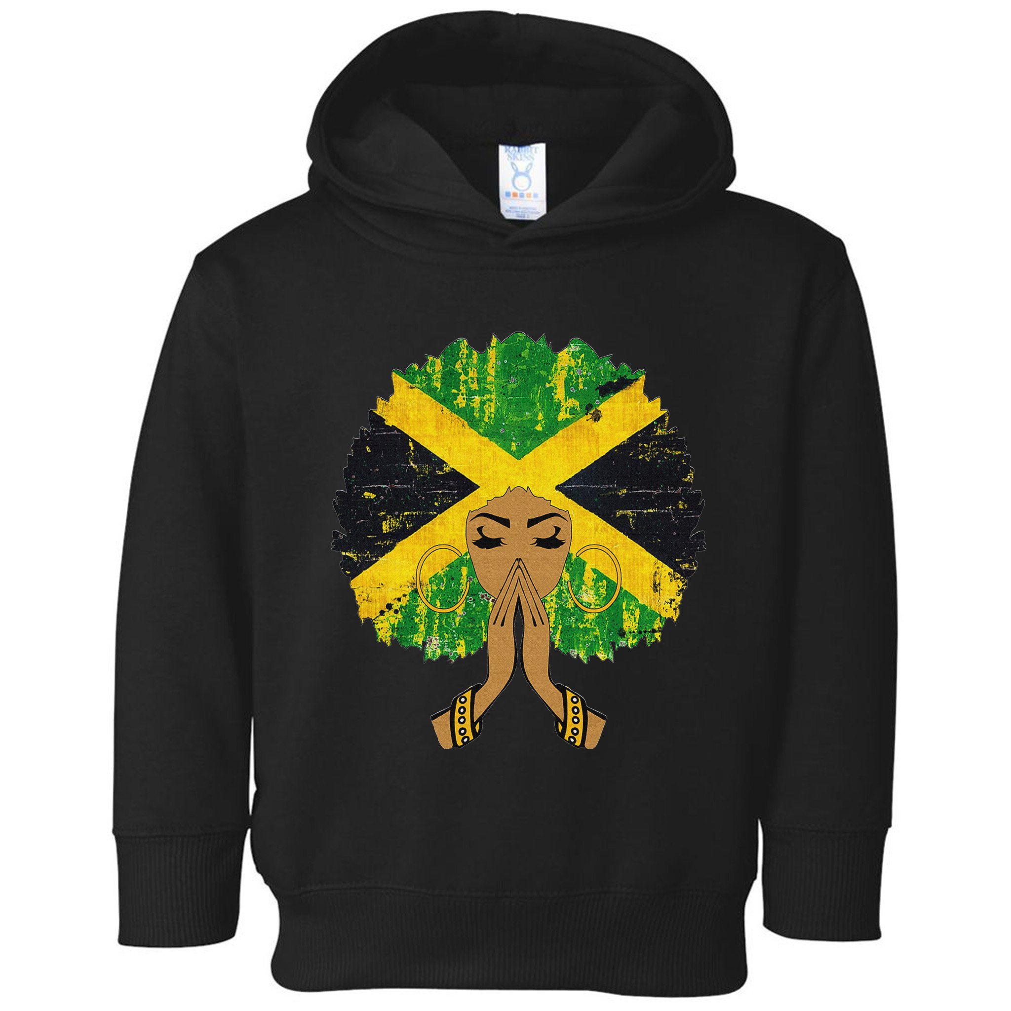 Jamaican Flag Black Woman Melanin Queen Afro Gift Toddler Hoodie