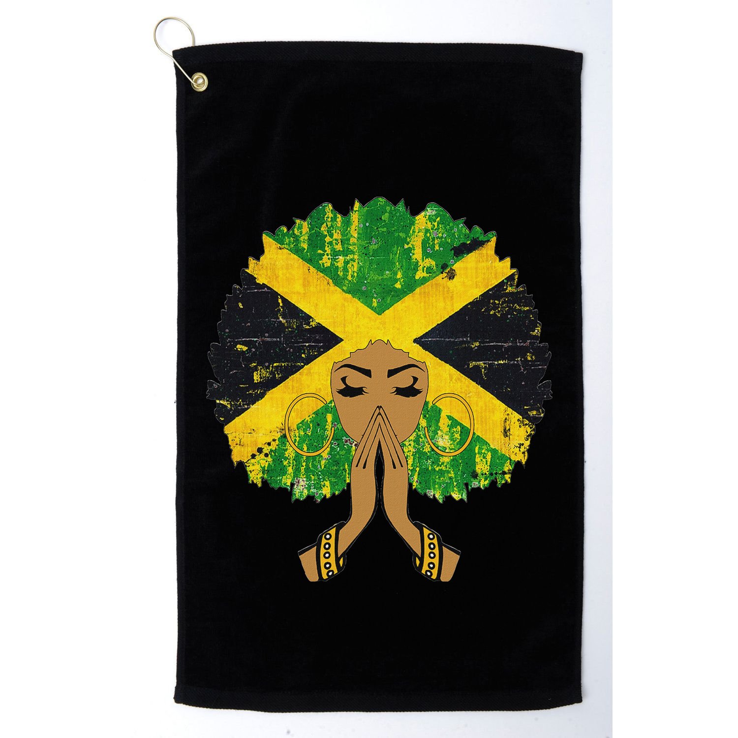 Jamaican Flag Black Woman Melanin Queen Afro Gift Golf Towel