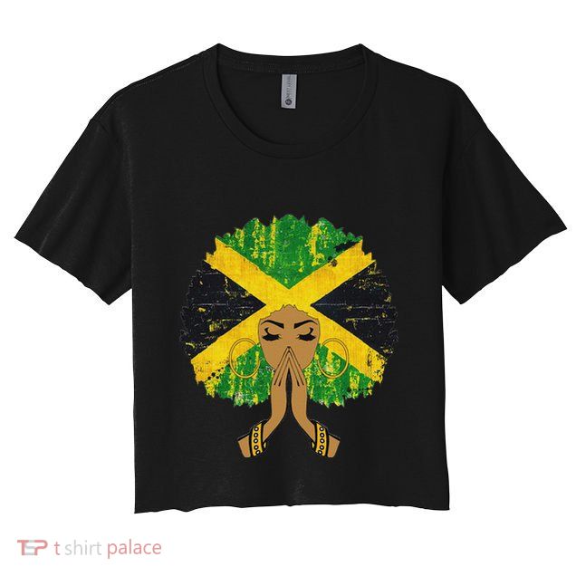 Jamaican Flag Black Woman Melanin Queen Afro Gift Crop Top