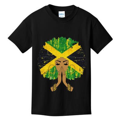 Jamaican Flag Black Woman Melanin Queen Afro Gift Kids T-Shirt