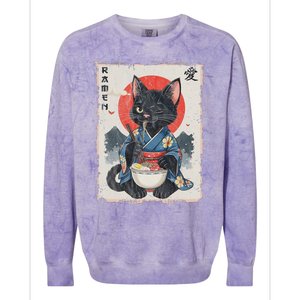 Japanese Funny Cat Ramen Colorblast Crewneck Sweatshirt