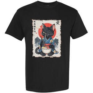 Japanese Funny Cat Ramen Garment-Dyed Heavyweight T-Shirt