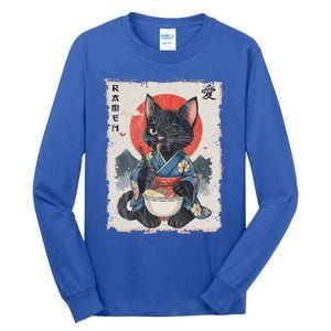 Japanese Funny Cat Ramen Tall Long Sleeve T-Shirt