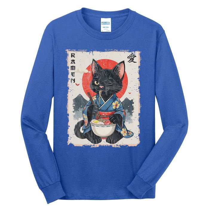 Japanese Funny Cat Ramen Tall Long Sleeve T-Shirt