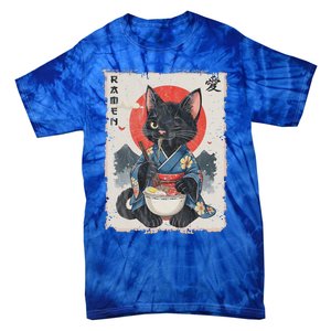 Japanese Funny Cat Ramen Tie-Dye T-Shirt