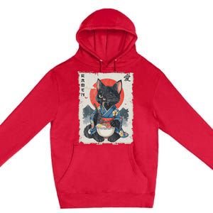 Japanese Funny Cat Ramen Premium Pullover Hoodie