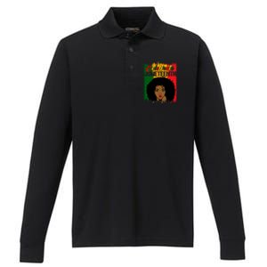 Juneteenth Freedom Celebrate Melanin African American Great Gift Performance Long Sleeve Polo