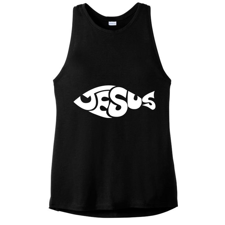 Jesus Fish Christian Ladies PosiCharge Tri-Blend Wicking Tank