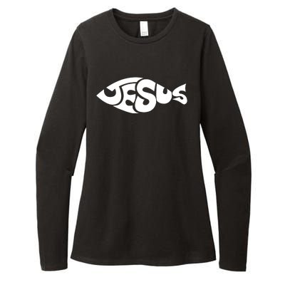 Jesus Fish Christian Womens CVC Long Sleeve Shirt