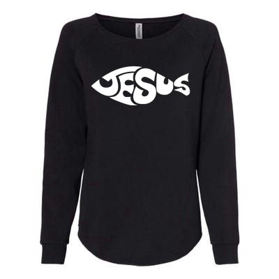 Jesus Fish Christian Womens California Wash Sweatshirt