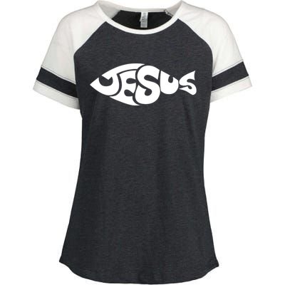 Jesus Fish Christian Enza Ladies Jersey Colorblock Tee