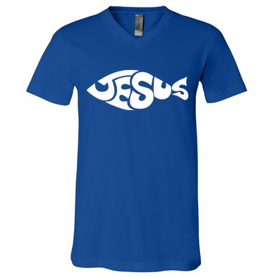 Jesus Fish Christian V-Neck T-Shirt