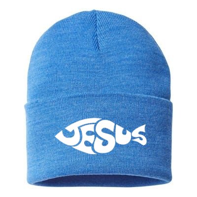 Jesus Fish Christian Sustainable Knit Beanie