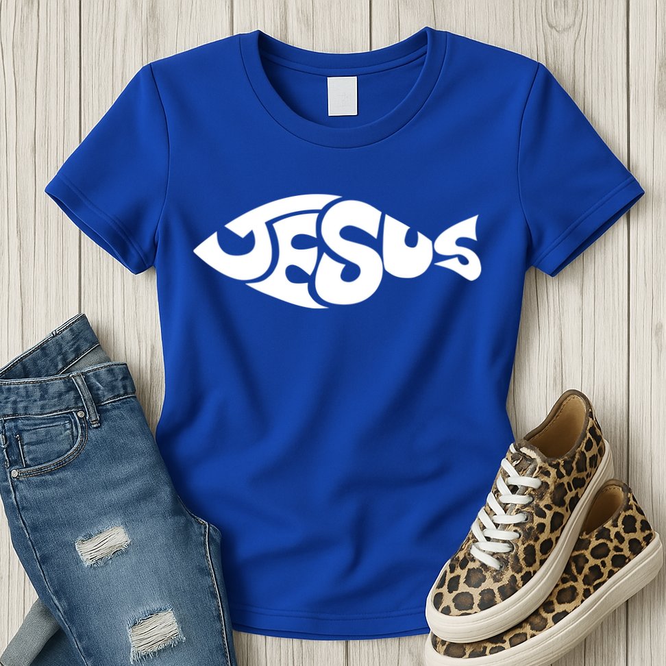 Jesus Fish Christian Womens T-Shirt
