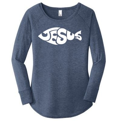 Jesus Fish Christian Women's Perfect Tri Tunic Long Sleeve Shirt