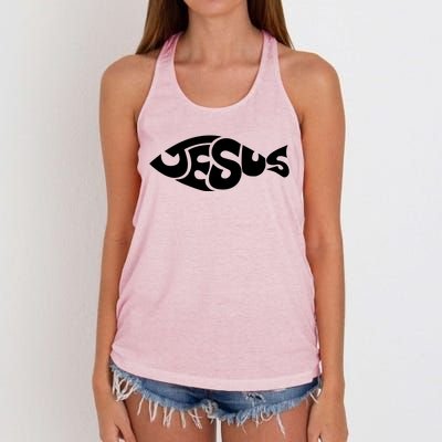 Jesus Fish Christian Women's Knotted Racerback Tank