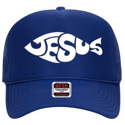 Jesus Fish Christian High Crown Mesh Back Trucker Hat