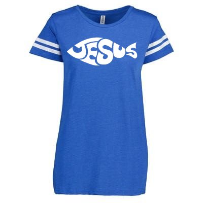 Jesus Fish Christian Enza Ladies Jersey Football T-Shirt