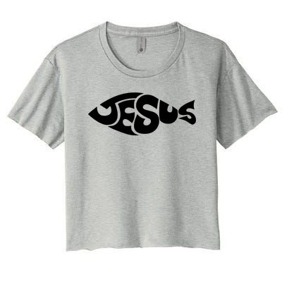 Jesus Fish Christian Women's Crop Top Tee