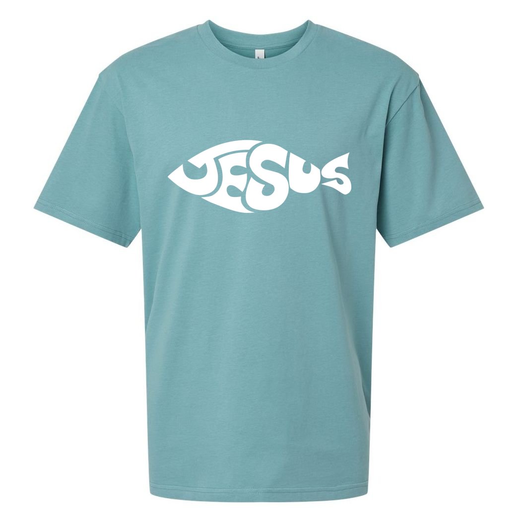 Jesus Fish Christian Sueded Cloud Jersey T-Shirt