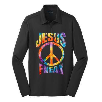 Jesus Freak Christian Retro Lettering Silk Touch Performance Long Sleeve Polo