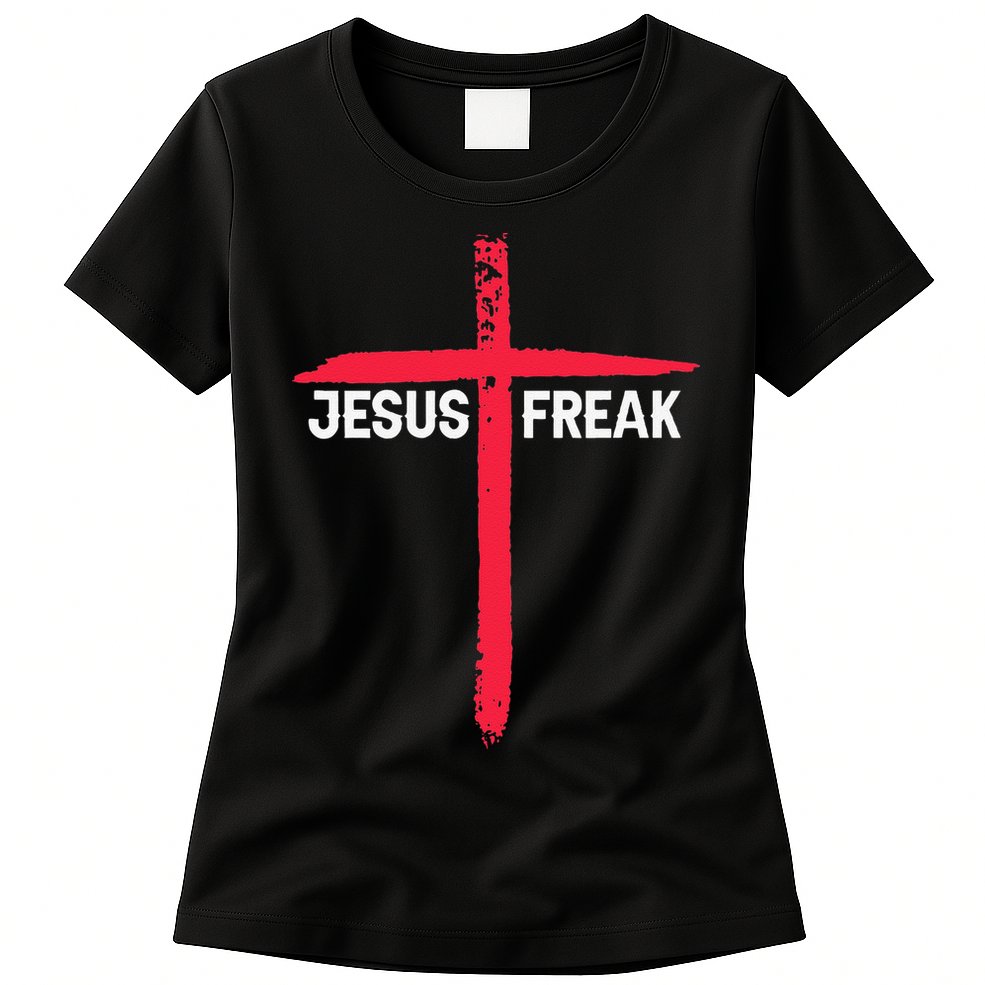 Jesus Freak Christian Religious Faith Cross Womens T-Shirt
