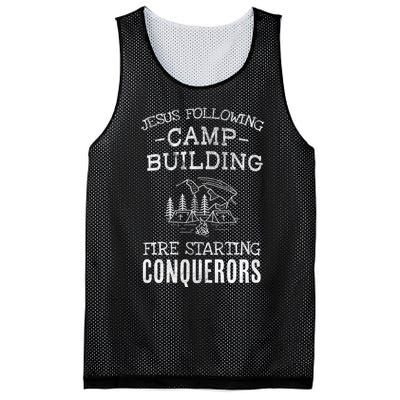 Jesus Following Camp Building Fire Starting Conquerors Based On Joshua 1:9 Mesh Reversible Basketball Jersey Tank