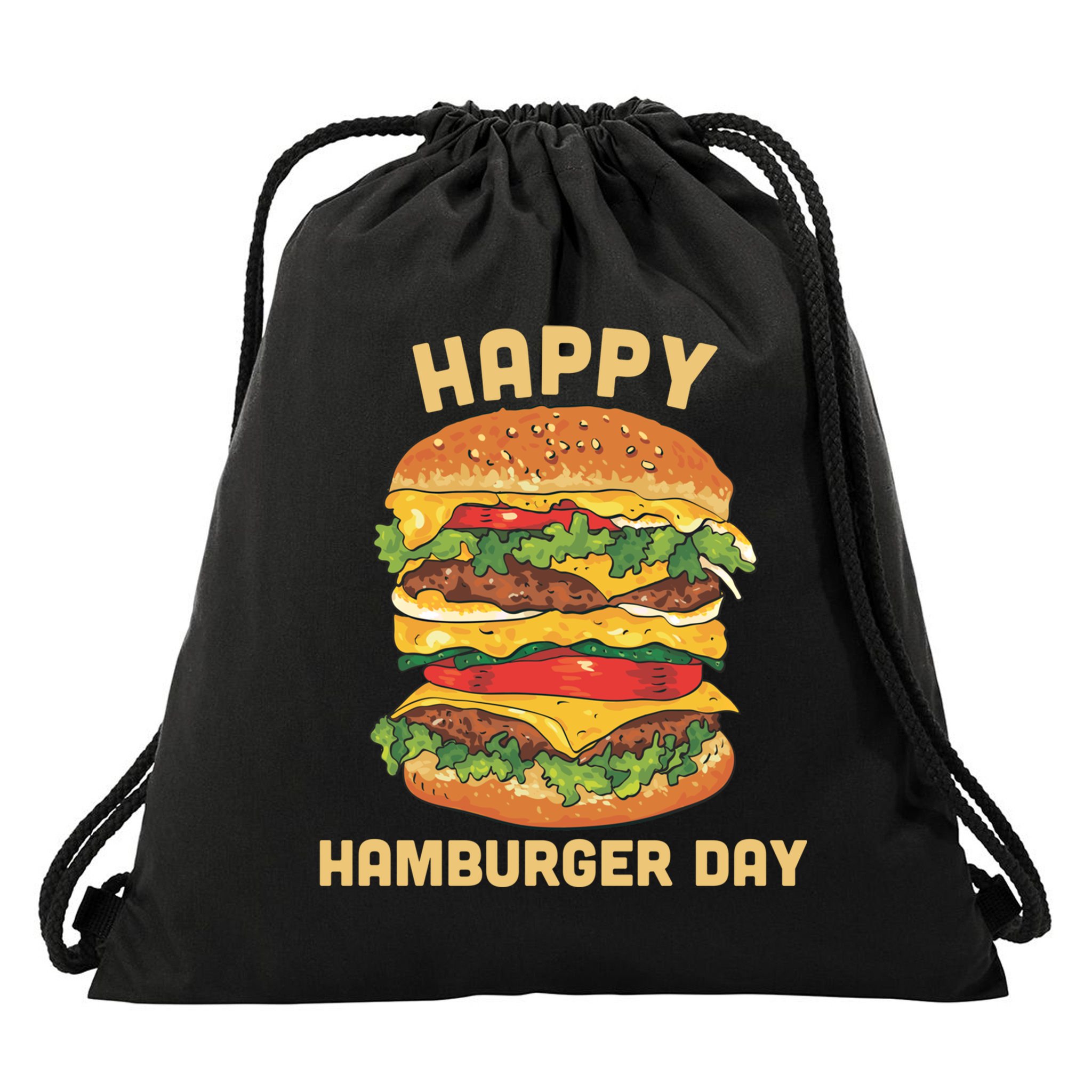 Junk Food Cheeseburger Hamburger Day Burger Fries Gift Drawstring Bag