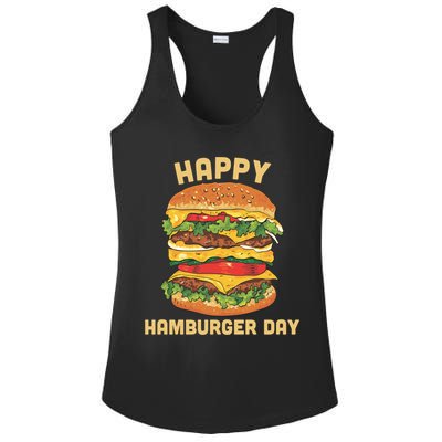 Junk Food Cheeseburger Hamburger Day Burger Fries Gift Ladies PosiCharge Competitor Racerback Tank